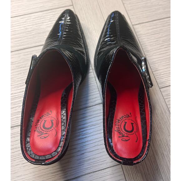 NWB Lucchese women's patent leather croc embossed mule slides w/ 3" heel. Sz 7.5 - Picture 3 of 11